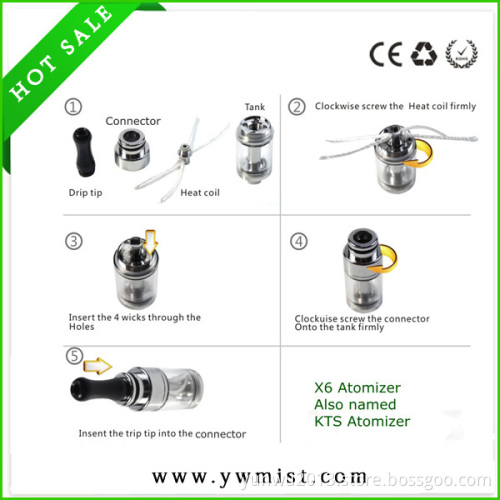 Newest X6 Atomizer for Kts Electronic Cigarette Rebuildable Smoking